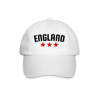England 3 Sterne Design - Baseballkappe - Weiß/Weiß - Vorne