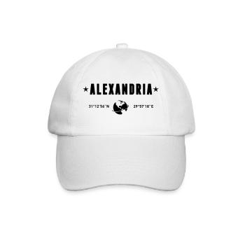 Alexandria, Ägypten, Koordinaten Planet Erde - Baseballkappe - Weiß/Weiß - Vorne