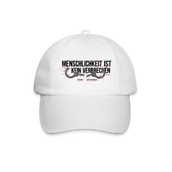 Menschlichkeit Ist Kein Verbrechen Spruch - Baseballkappe - Weiß/Weiß - Vorne