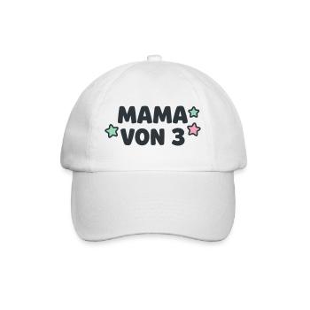Mama von 3 Sterne Dreifache Mutter Drillinge - Baseballkappe - Weiß/Weiß - Vorne