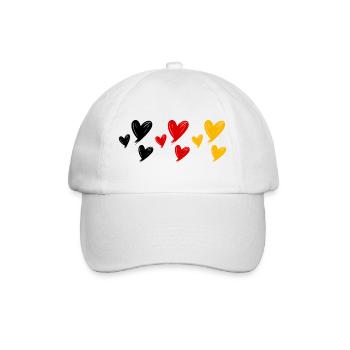 Deutschland Herzen - Baseballkappe - Weiß/Weiß - Vorne
