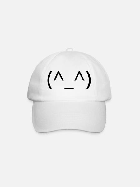 Glückliches Emoticon (^_^) Lächeln Klassiker - Baseballkappe - Weiß/Weiß