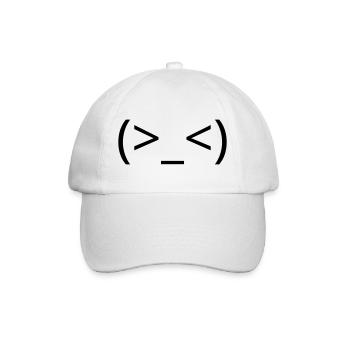 Frustrated emoticon (>_<) argh Kaomoji - Baseball Cap - white/white - Front