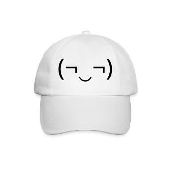 Mischievous emoticon (¬‿¬) naughty grin - Baseball Cap - white/white - Front