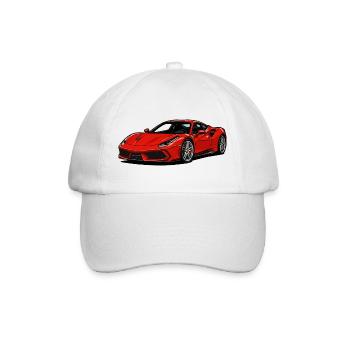 Red Sports Car Illustration - Baseball Cap - white/white - Front
