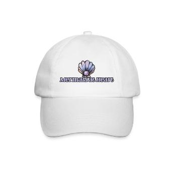 Meerjungfrau im Herzen Muschel-Emblem - Baseballkappe - Weiß/Weiß - Vorne