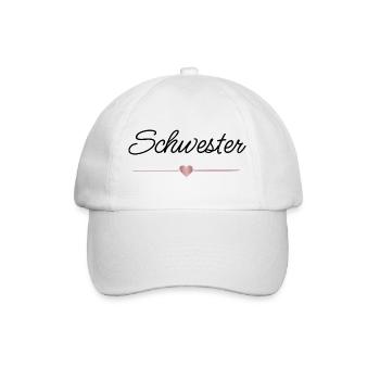 Schwester Herz Geschenk Familie Liebe - Baseballkappe - Weiß/Weiß - Vorne