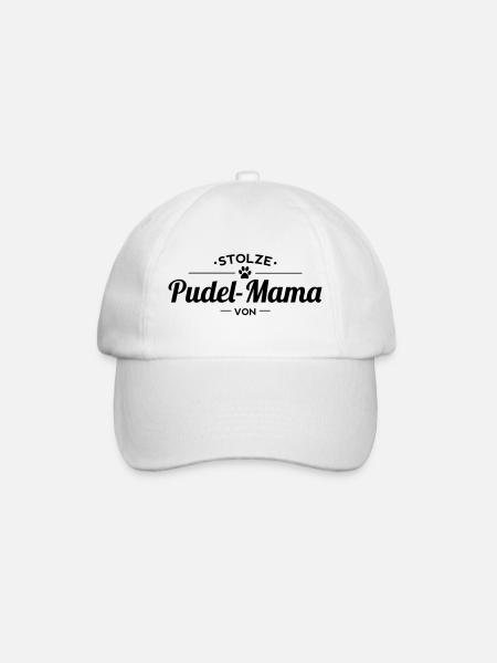 Pudelmama Wunschname - Baseballkappe - Weiß/Weiß