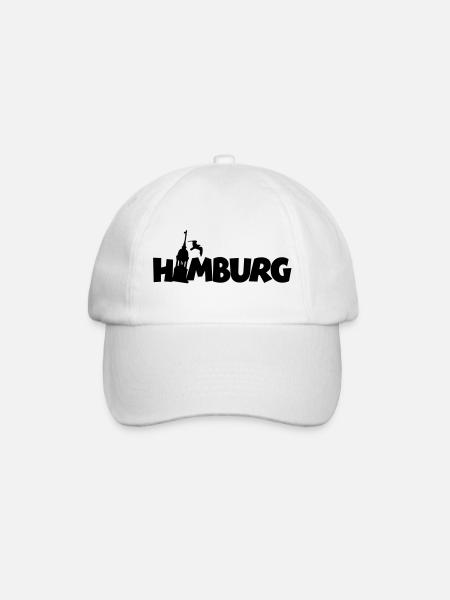Hamburg am Hamburger Hafen - Baseballkappe - Weiß/Weiß
