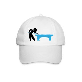 A pool player is on the pool table - Baseball Cap - white/white - Front