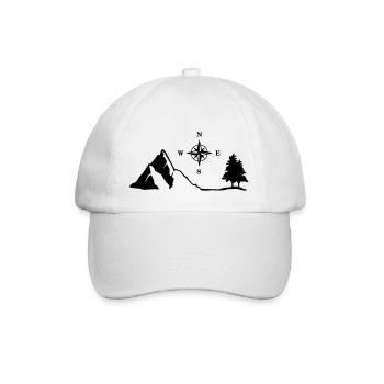 Nature, Mountain, Compass - Baseball Cap - white/white - Front