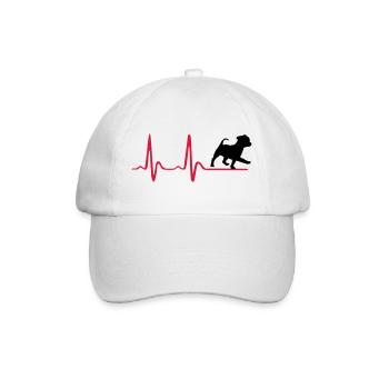 Chien, Heartbeat & cute dog - Casquette classique - blanc/blanc - Devant