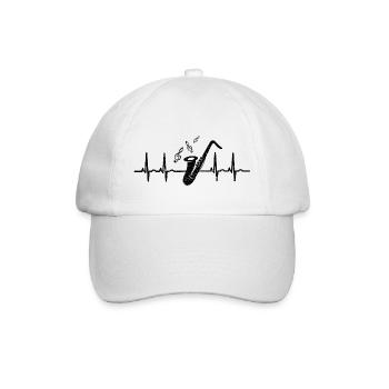 J'aime le saxophone (rythme cardiaque du saxophone) - Casquette classique - blanc/blanc - Devant