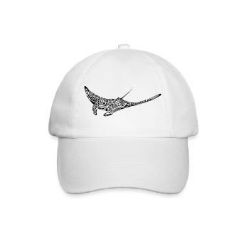 black manta ray tattoo - Baseball Cap - white/white - Front