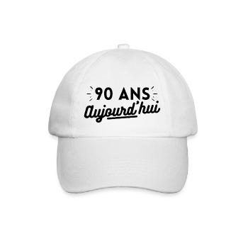 90 ans aujourd'hui. t-shirt 90ans - Casquette classique - blanc/blanc - Devant
