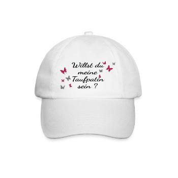 Willst du meine Taufpatin werden ? Taufpatin sein - Baseballkappe - Weiß/Weiß - Vorne