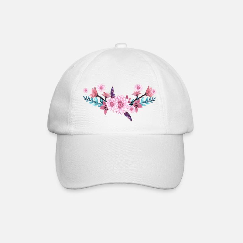 blumen - Baseballkappe - Weiß/Weiß