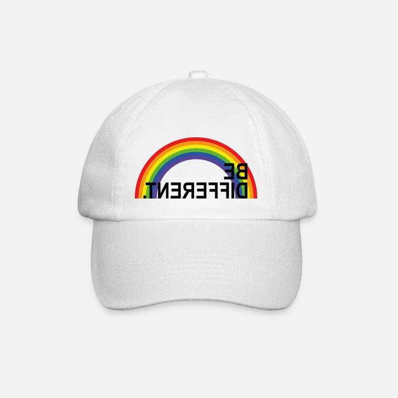 be different rainbow Regenbogendesign mit Spruch - Baseballkappe - Weiß/Weiß