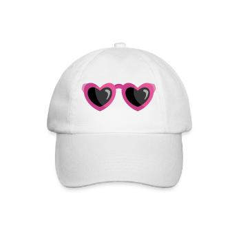 Blind vor Liebe Herz Sonnenbrille Lustig Shirt - Baseballkappe - Weiß/Weiß - Vorne