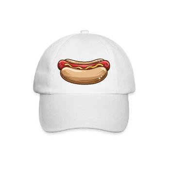 Lustiges Hot dog Fast Food Geschenk - Baseballkappe - Weiß/Weiß - Vorne