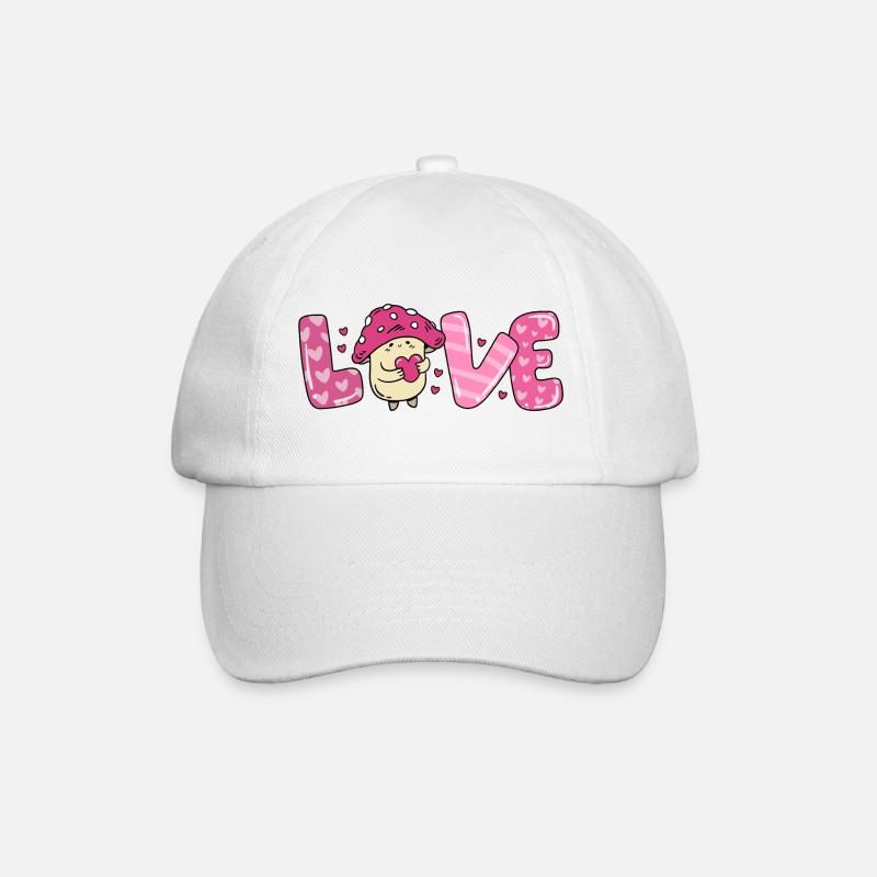 Mushroom in love heart couples valentine's day - Baseball Cap - white/white