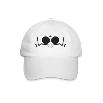 Herzschlag Tischtennisschläger EKG Ping Pong - Baseballkappe - Weiß/Weiß - Vorne