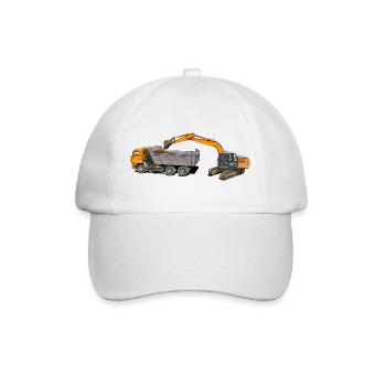 Bagger belädt LKW - Baseballkappe - Weiß/Weiß - Vorne