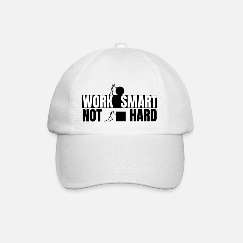 Work smart not hard - motivierender Spruch - Baseballkappe - Weiß/Weiß