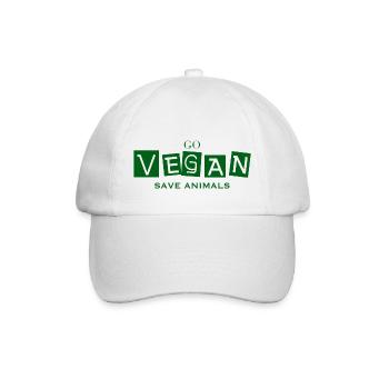 GO VEGAN - SAVE ANIMALS - Baseballkappe - Weiß/Weiß - Vorne