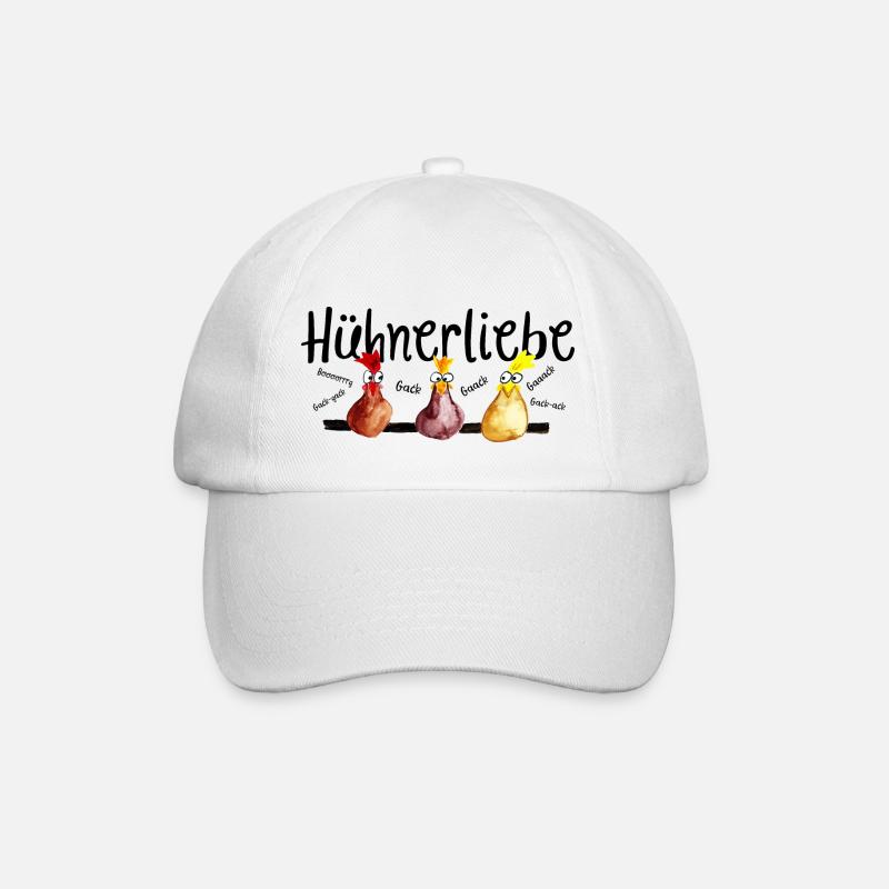 Hühnerliebe - Baseballkappe - Weiß/Weiß