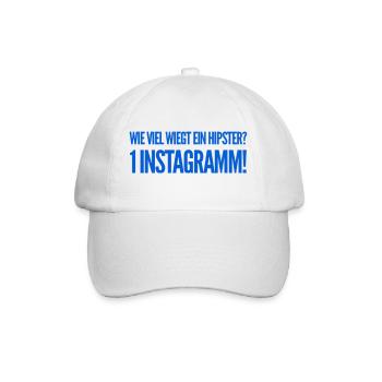 Wie viel wiegt ein Hipster? 1 Instagramm! NEU NEW - Baseballkappe - Weiß/Weiß - Vorne