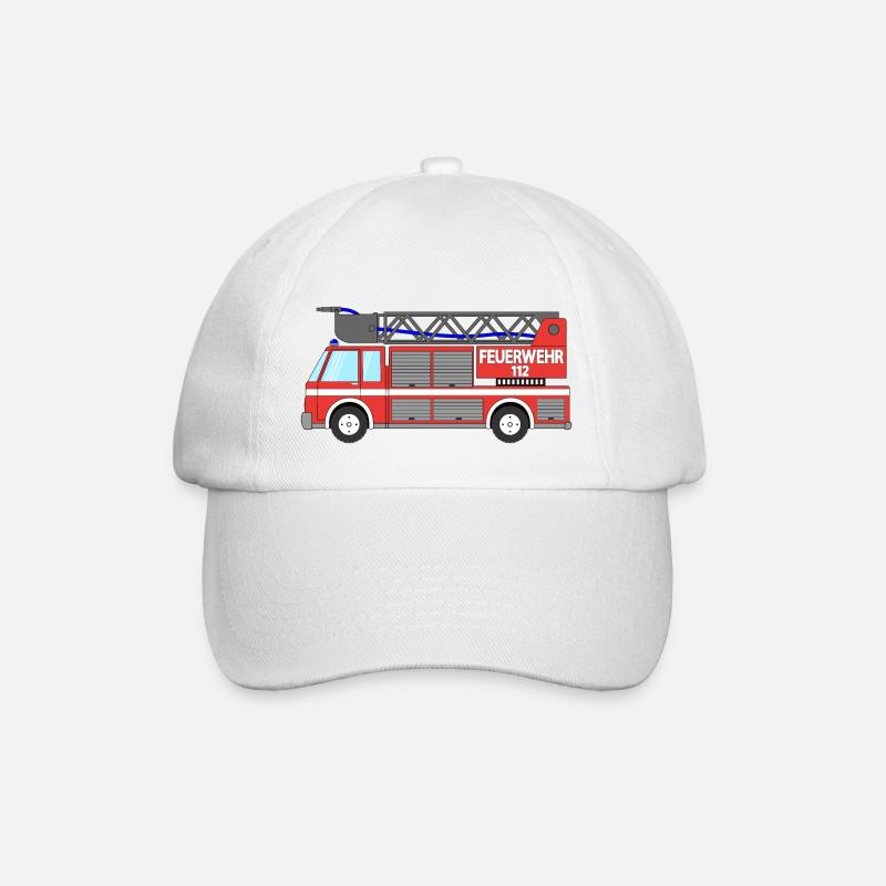 Feuerwehrauto - Baseballkappe - Weiß/Weiß
