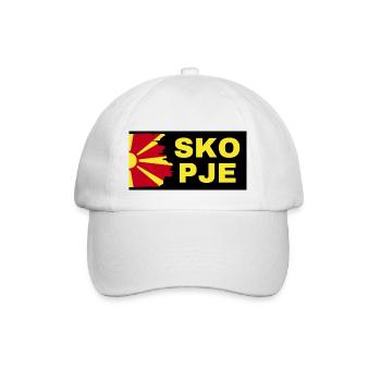 Skopje-Stadt mit Nordmazedonien-Flaggendesign - Baseballkappe - Weiß/Weiß - Vorne