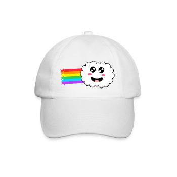 Wolke mit Regenbogen im Schlepptau - Baseballkappe - Weiß/Weiß - Vorne