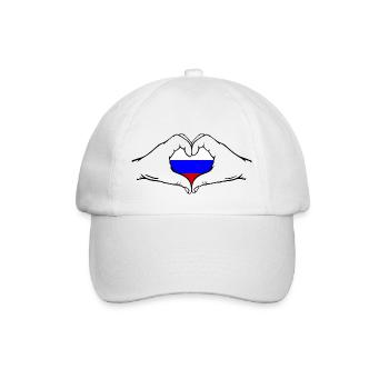 Drapeau de la Russie Mains Forme de coeur - Casquette classique - blanc/blanc - Devant