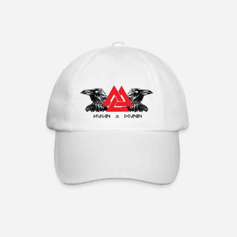 Hugin & Munin Vikings Odins Raben Kelten Design - Baseballkappe - Weiß/Weiß