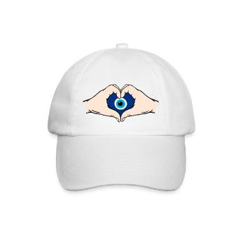 Nazar Herzform mit Hände - Baseballkappe - Weiß/Weiß - Vorne