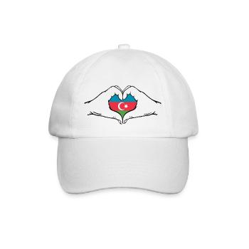 Azerbaijan Heart Shape with Hands - Baseball Cap - white/white - Front