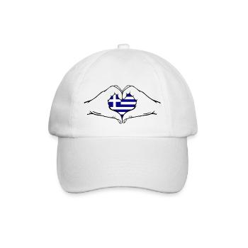 Greece Heart Shape with Hands - Baseball Cap - white/white - Front