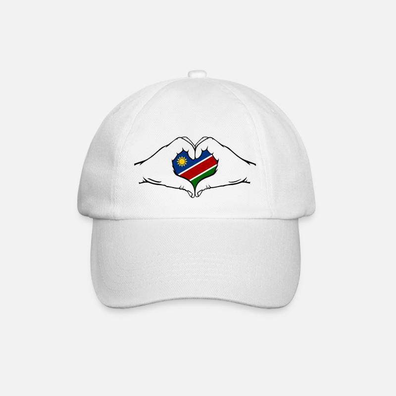 Namibia Flagge Herzform - Baseballkappe - Weiß/Weiß