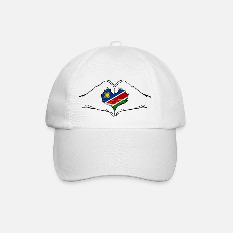 Namibia Flagge Herzform used - Baseballkappe - Weiß/Weiß