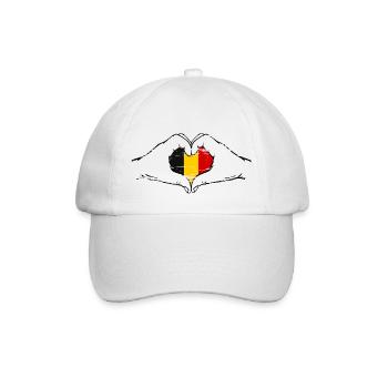 Belgium Flag Heart Shape Used - Baseball Cap - white/white - Front