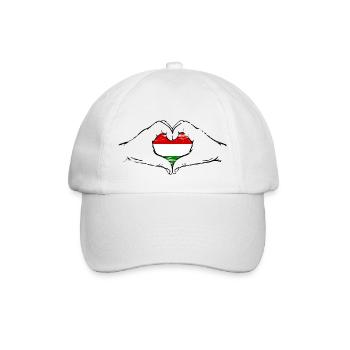 Drapeau de la Hongrie en forme de coeur utilisé - Casquette classique - blanc/blanc - Devant