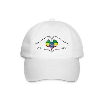 Ethiopia Flag Heart Shape Used - Baseball Cap - white/white - Front
