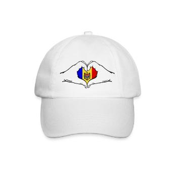 Moldau Flagge Herzform - Baseballkappe - Weiß/Weiß - Vorne
