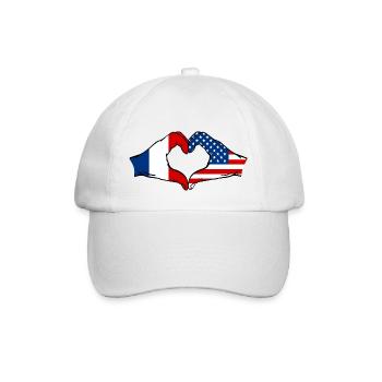 France USA Heart Shape with Hands - Baseball Cap - white/white - Front
