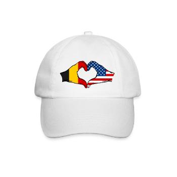 Belgium USA heart shape with hands - Baseball Cap - white/white - Front