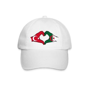 Türkei Algerien Flagge Herzform mit Hände - Baseballkappe - Weiß/Weiß - Vorne