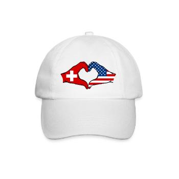 Switzerland USA heart shape with hands - Baseball Cap - white/white - Front