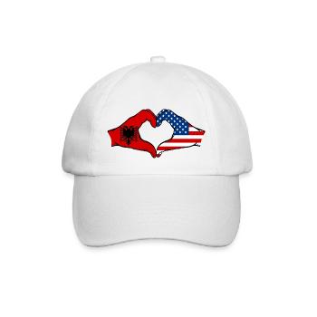 Albania USA heart shape with hands - Baseball Cap - white/white - Front